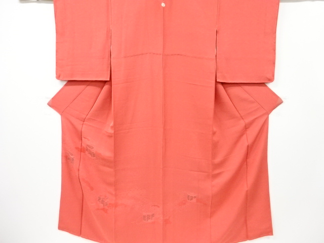 未使用品　雲に貝桶模様織り出し一つ紋付け下げ色無地着物